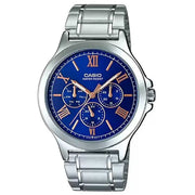 Casio Enticer MTP-V300D-2AUDF Multi Hand Analog Blue Dial Stainless Steel Men's Watch
