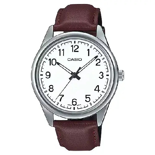 Casio Enticer MTP-V005L-7B4UDF Classic Analog White Dial Leather Strap Men's Watch