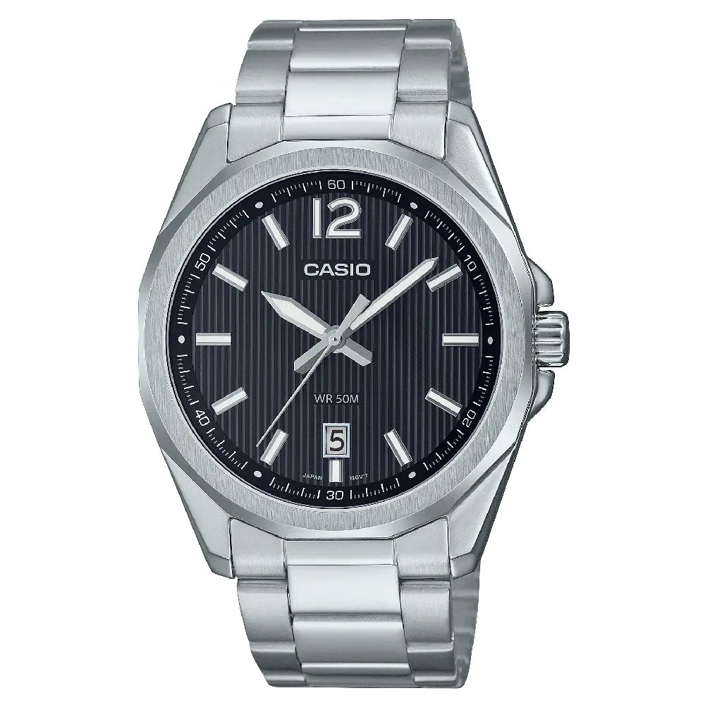 Casio Enticer MTP-E725D-1AVDF Date Analog Black Dial Stainless Steel Men's Watch