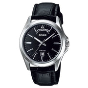 Casio Enticer Analog Multi-Dial MTP-1370L-1AVDF Black Dial 40mm Leather Strap Men's Watch