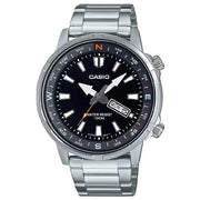Casio MTD-130D-1A4VDF black dial stainless steel men's watch front view