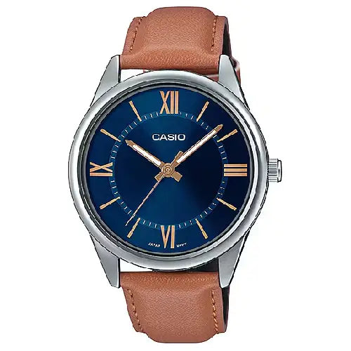 Casio Enticer MTP-V005L-2B5UDF Classic Analog Blue Dial Leather Strap Men's Watch