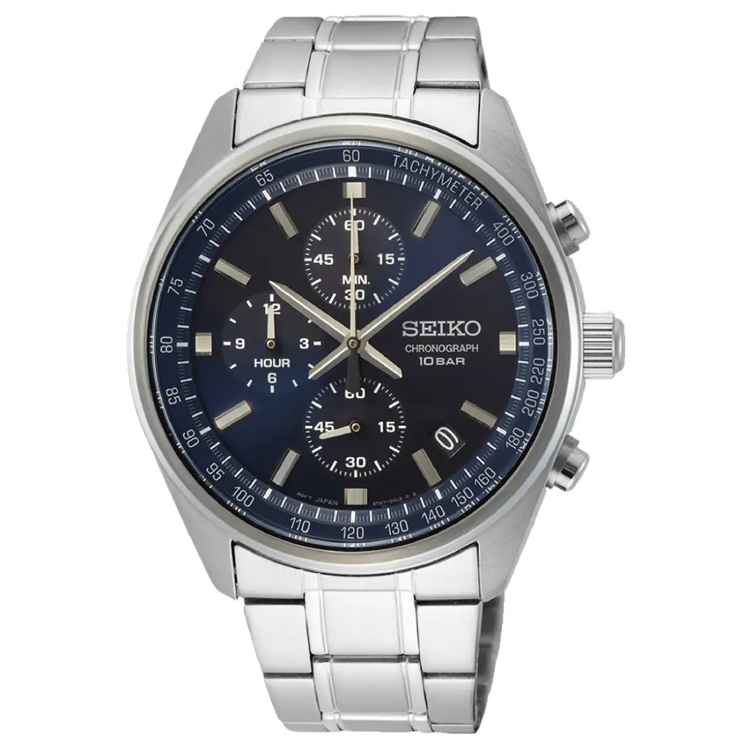 Seiko Chronograph SSB377P1 Blue Dial Quartz Stainless Steel Men's Watch