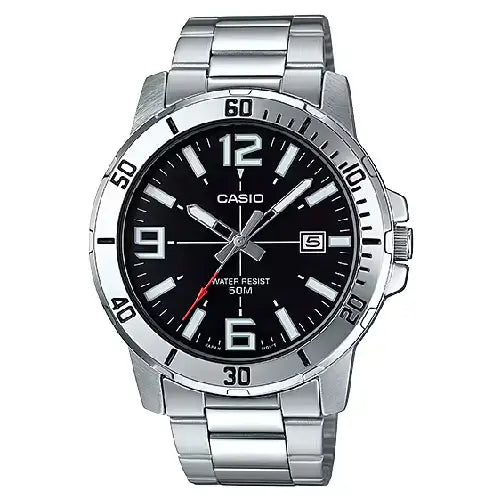 Casio Enticer MTP-VD01D-1BVUDF Date Analog Black Dial Stainless Steel Men's Watch
