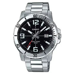 Casio Enticer MTP-VD01D-1BVUDF Date Analog Black Dial Stainless Steel Men's Watch