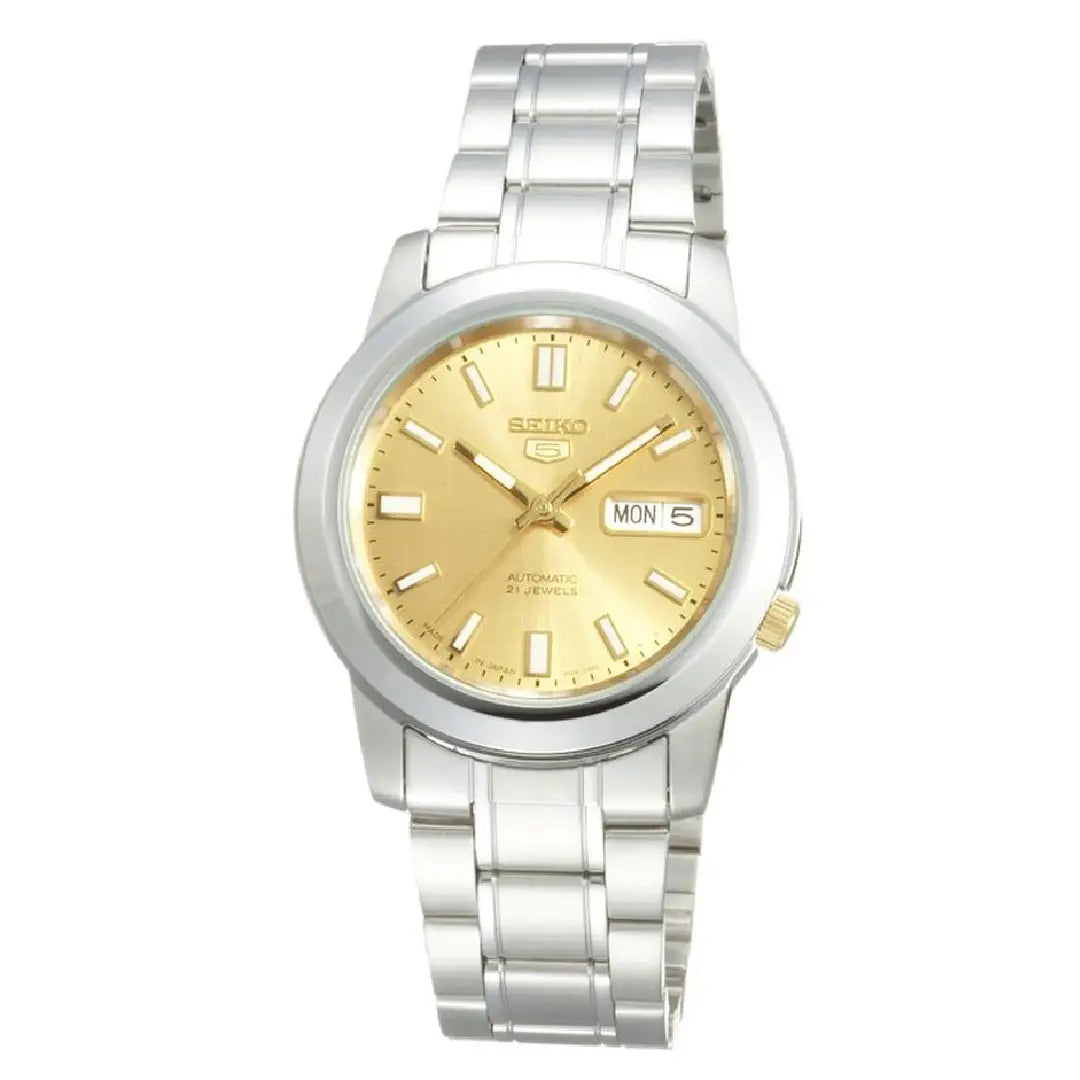 Seiko 5 Series SNKK15J1  Golden Dial Stainless Steel  Men's Watch