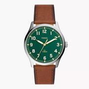 Fossil Dayliner FS5925 Three-Hand Green Dial Leather Strap Men's Watch