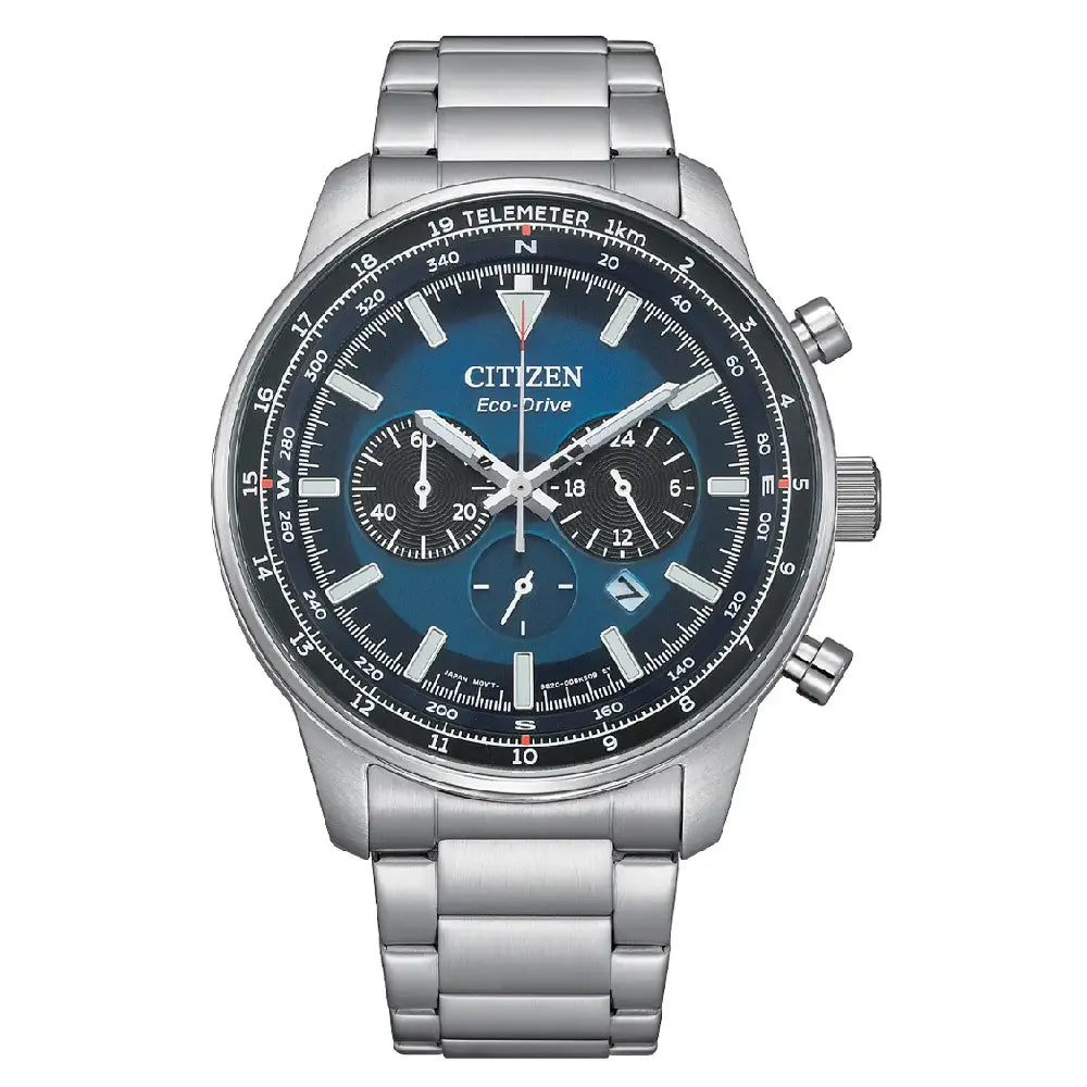 Citizen Eco-Drive CA4500-91L Chronograph Blue Dial 44mm Stainless Steel Men's Watch