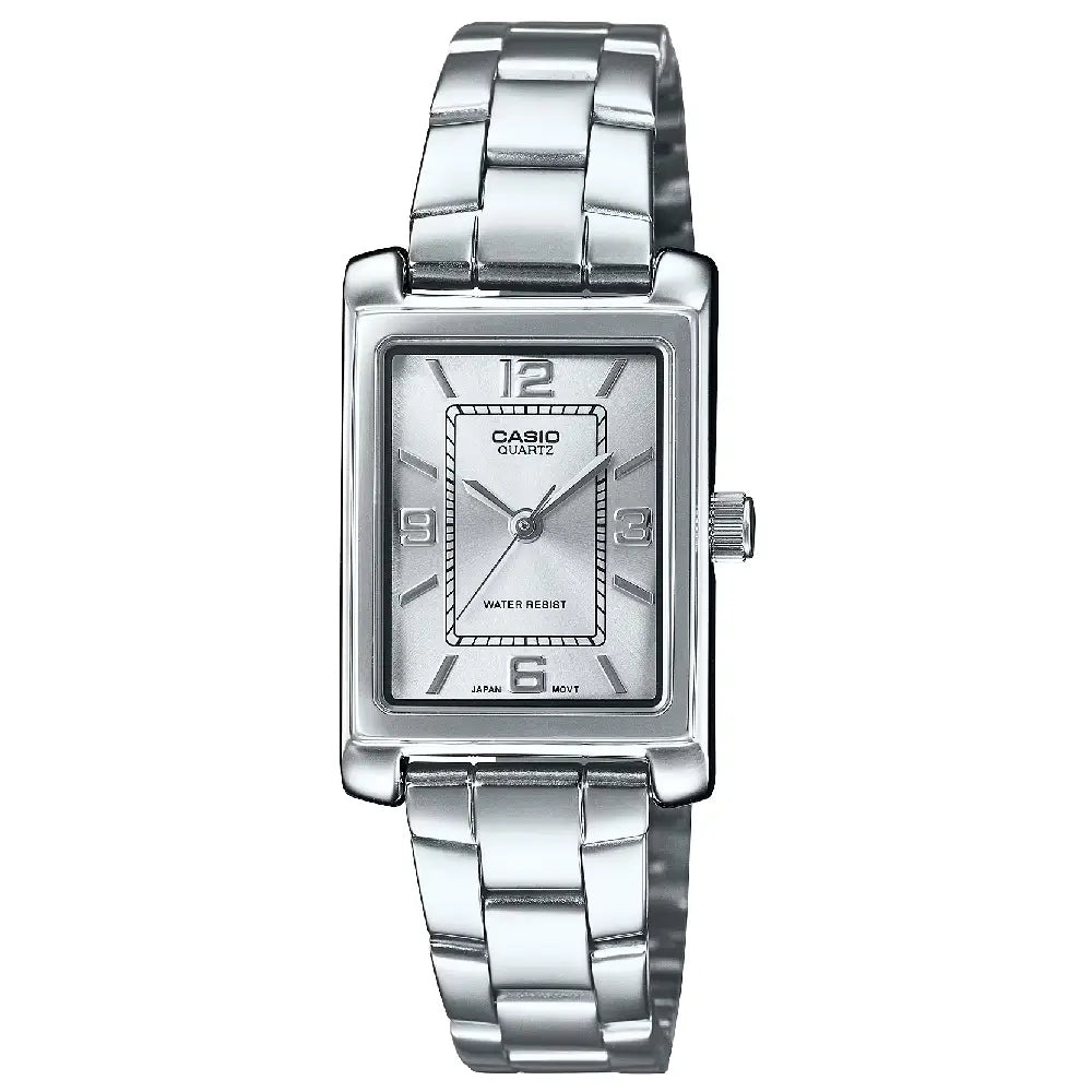 Casio Enticer Tonneau 21mm LTP-1234DD-7A Silver Dial Stainless Steel Women's Watch