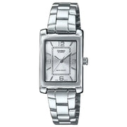 Casio Enticer Tonneau 21mm LTP-1234DD-7A Silver Dial Stainless Steel Women's Watch