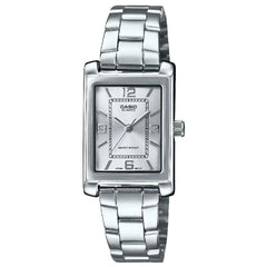 Casio Enticer Tonneau 21mm LTP-1234DD-7A Silver Dial Stainless Steel Women's Watch