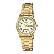 Casio Enticer Ladies Analog LTP-V006G-9BUDF Gold Dial Stainless Steel Women's Watch