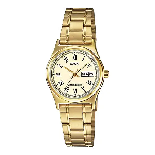 Casio Enticer Ladies Analog LTP-V006G-9BUDF Gold Dial Stainless Steel Women's Watch