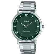Casio Enticer Analog MTP-VT03D-3BDF Green Dial Stainless Steel Men's Watch