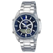 Casio Analog-Digital World Time AMW-810D-2AVDF Blue Dial Stainless Steel Men's Watch