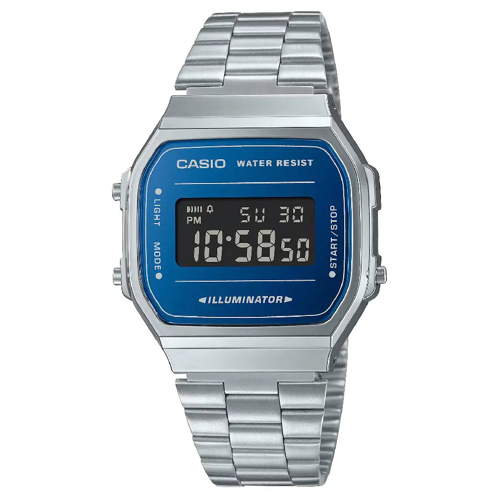 Casio Vintage Digital A168WEM-2BEF Blue Dial Stainless Steel Unisex Watch