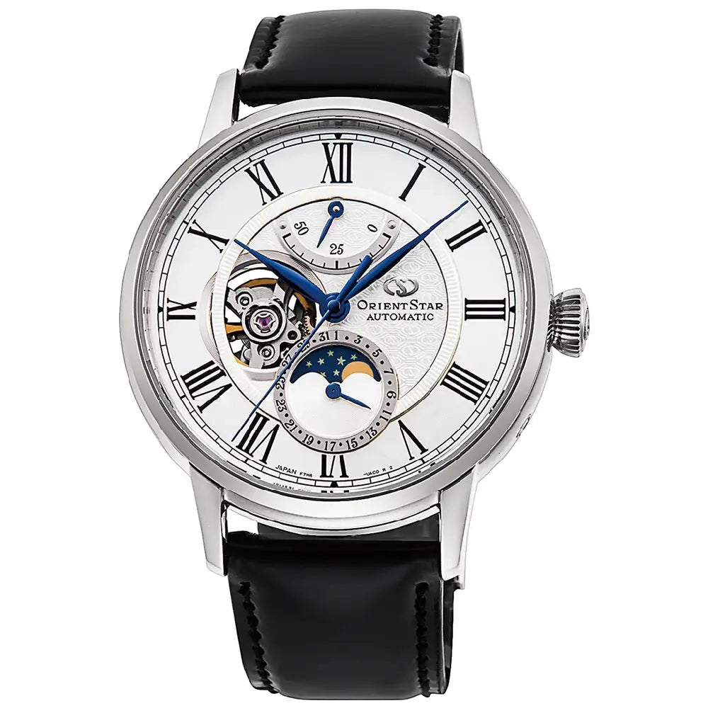 Orient Star RE-AY0106S00B white dial 41mm stainless steel automatic men’s watch moon phase open heart