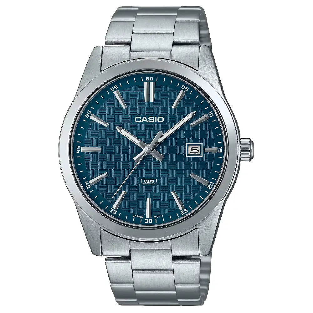 Casio Enticer MTP-VD03D-2A2UDF Date Analog Blue Dial Stainless Steel Men's Watch