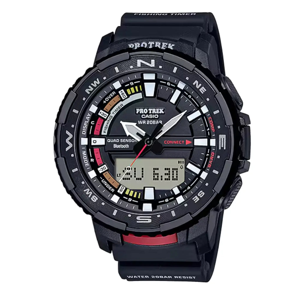 Casio Pro Trek Angler Line PRT-B70-1DR Black Dial 50.8mm Resin Strap Men's Watch