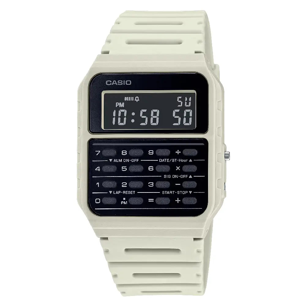 Casio Vintage Calculator Digital CA-53WF-8B Ivory Digital Dial Resin Strap Unisex Watch