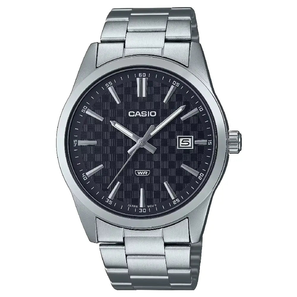 Casio Enticer MTP-VD03D-1AUDF Date Analog Black Dial Stainless Steel Men's Watch