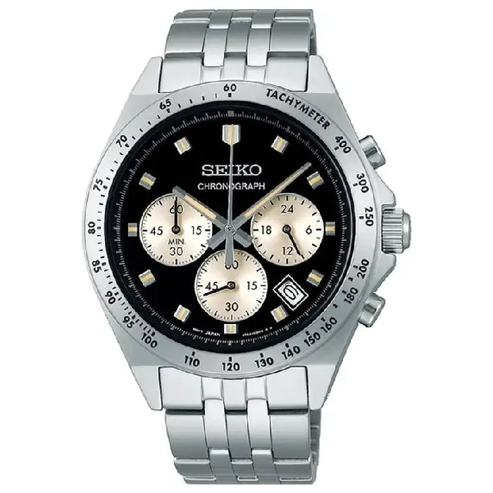 Seiko Selection Chronograph SBTR047 Quartz "Neo Vintage" Black Dial 41mm Stainless Steel Men's Watch