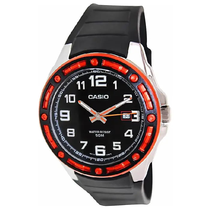 Casio Collection Analog MTP-1347-1AVDF Black Dial Rubber Strap Men's Watch