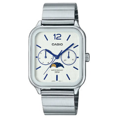 Casio Enticer MTP-M305D-7AVDF Multi-Hand Moon Phase Analog White Dial Stainless Steel Men's Watch