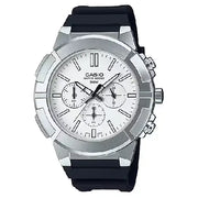 Casio Enticer MTP-E500-7AVDF Chronograph Analog White Dial Resin Strap Men's Watch