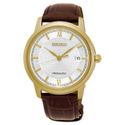 Seiko Presage SRPA14J1 automatic white dial men’s watch with leather strap