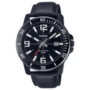 Casio Enticer MTP-VD01BL-1BVUDF Date Analog Black Dial Leather Strap Men's Watch