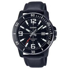 Casio Enticer MTP-VD01BL-1BVUDF Date Analog Black Dial Leather Strap Men's Watch