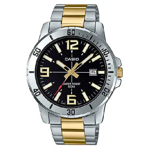 Casio Enticer MTP-VD01SG-1BVUDF Date Analog Black Dial Stainless Steel Men's Watch