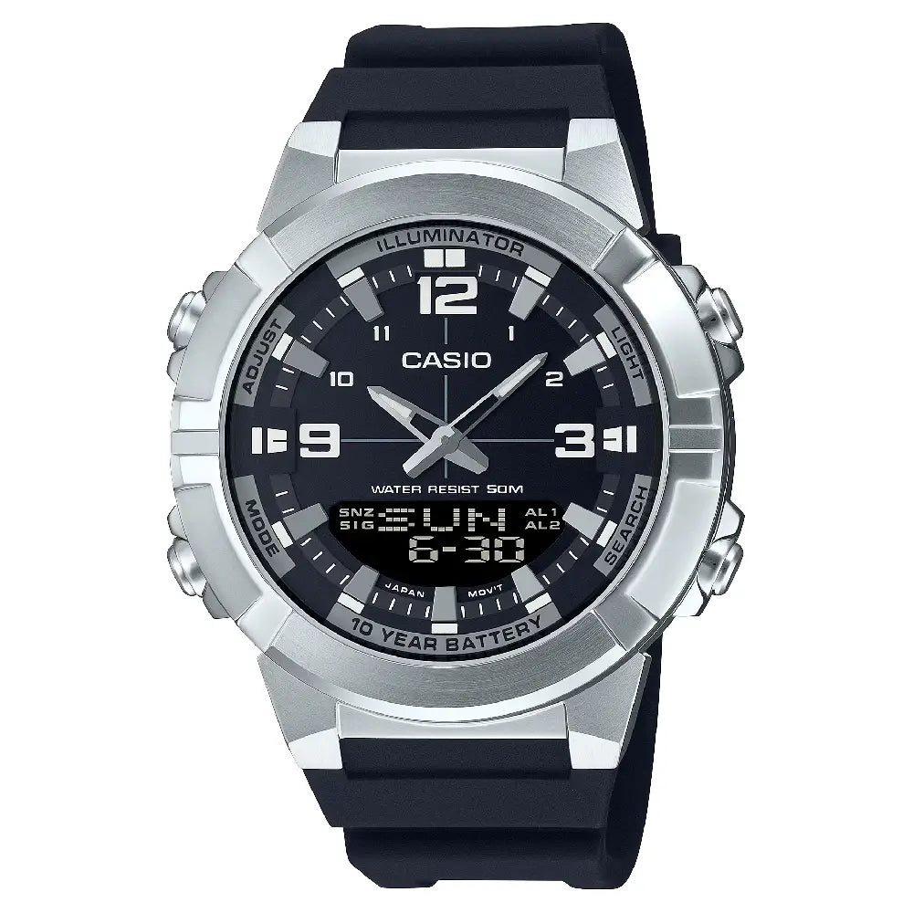 Casio Analog-Digital World Time AMW-870-1AVDF Black Dial Resin Strap Men's Watch
