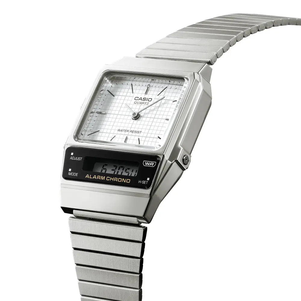 Casio Analog-Digital AQ-800E-7ADF White Dial Stainless Steel Unisex Watch