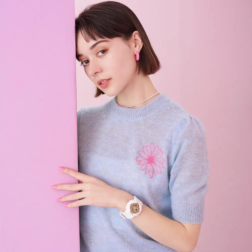 Casio BA-110X-7A1 white and rose gold Baby-G watch design