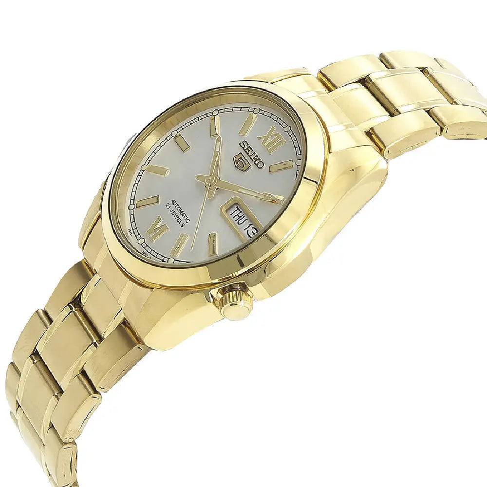 Seiko 5 Automatic SNKL58K1 White Dial Gold Tone 37mm Stainless Steel Men's Watch