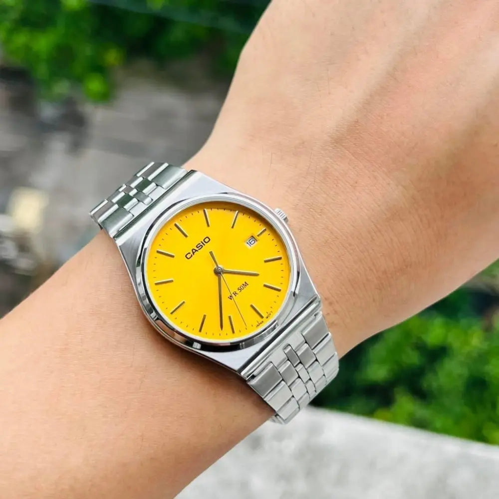 Casio Collection Analog MTP-B145D-9AVDF Yellow Dial Stainless Steel Men's Watch