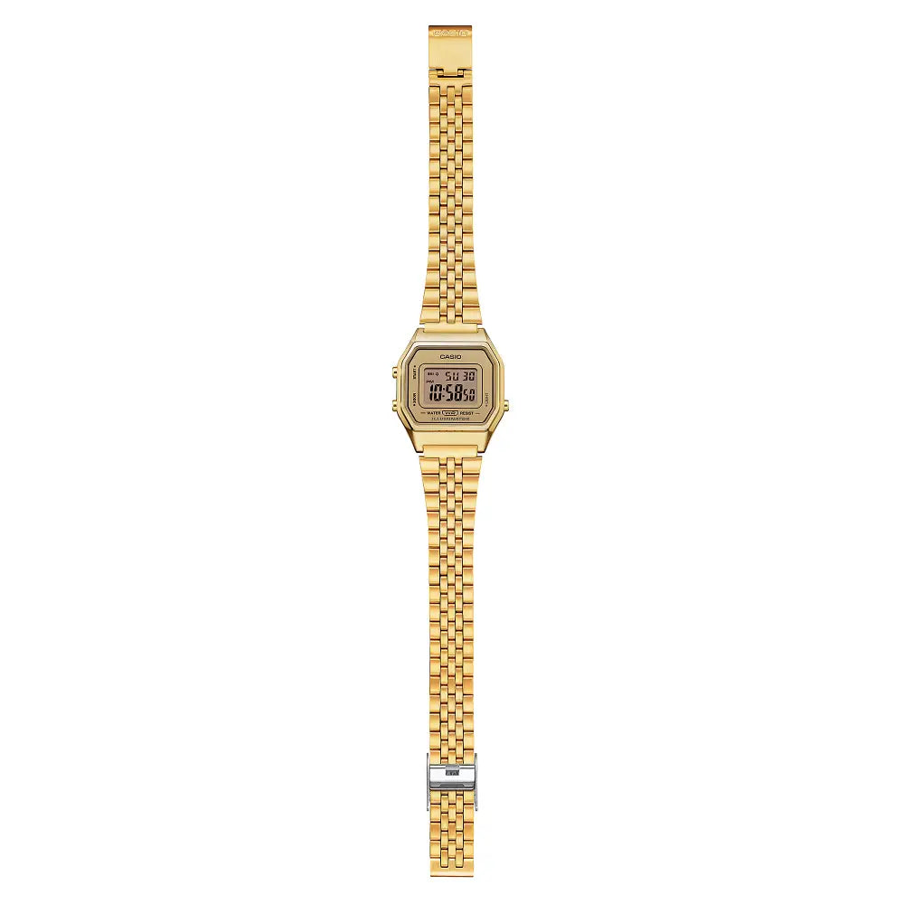 Casio Vintage Digital LA680WGA-9DF Gold Dial Stainless Steel Women's Watch