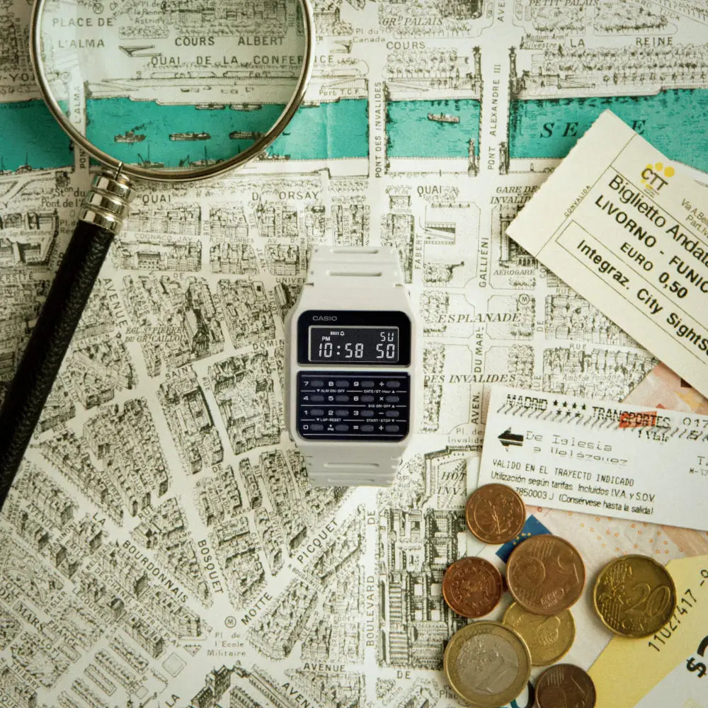 Casio Vintage Calculator Digital CA-53WF-8B Ivory Digital Dial Resin Strap Unisex Watch