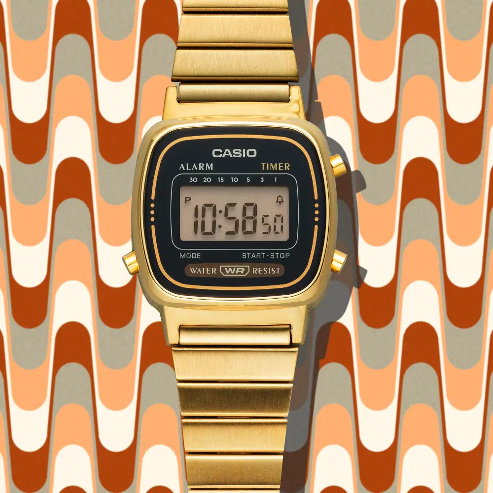 Casio Vintage Digital LA670WGA-1DF Black Dial Stainless Steel Women's Watch