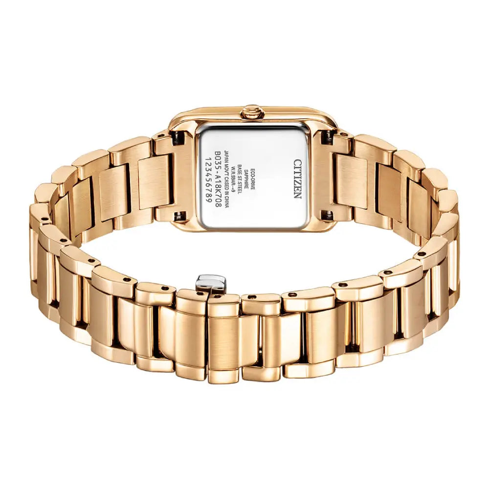 Citizen L Square Collection "Bianca" EW5603-89Y Mother Of Pearl Dial Rose Gold-Tone Stainless Steel Women's Watch