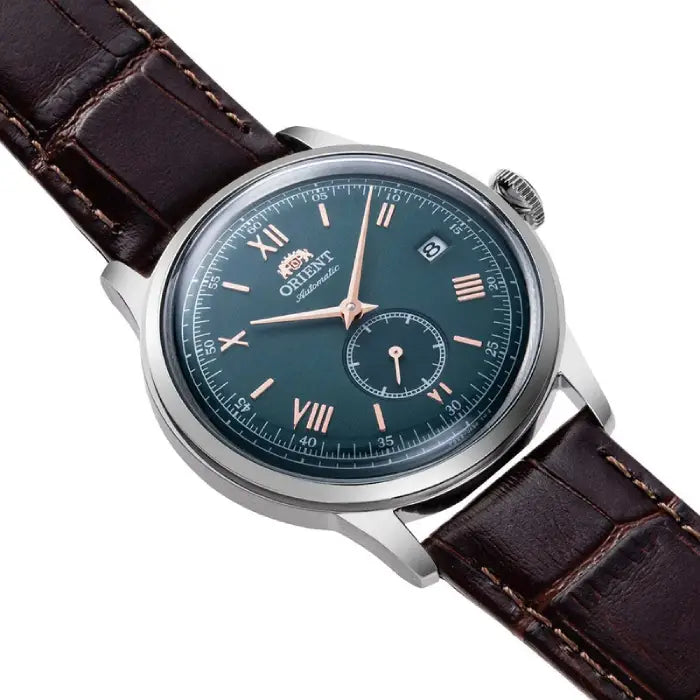 Orient Bambino Small Seconds RA-AP0102E30B 38.4mm Green Dial Leather Strap Men's Watch
