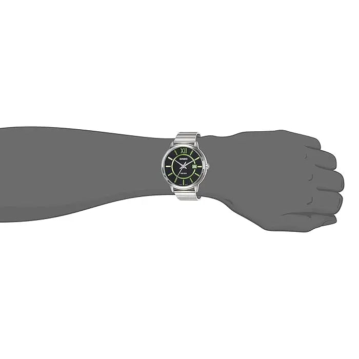 Casio Enticer MTP-E134D-1BVDF Date Analog Black Dial Stainless Steel Men's Watch