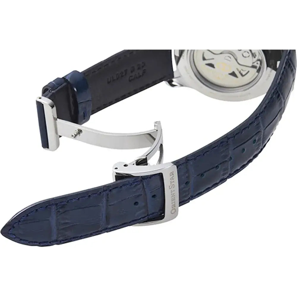 Orient Star RE-AT0006 Contemporary Automatic Power Reserve Blue Dial Leather Strap Men's Watch