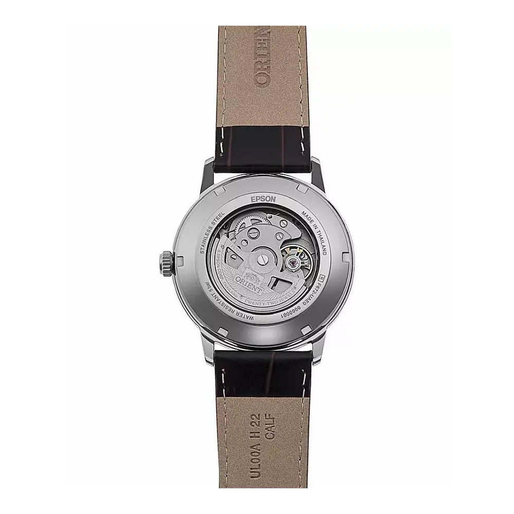 Orient RA-AC0F13E30B automatic watch transparent caseback movement