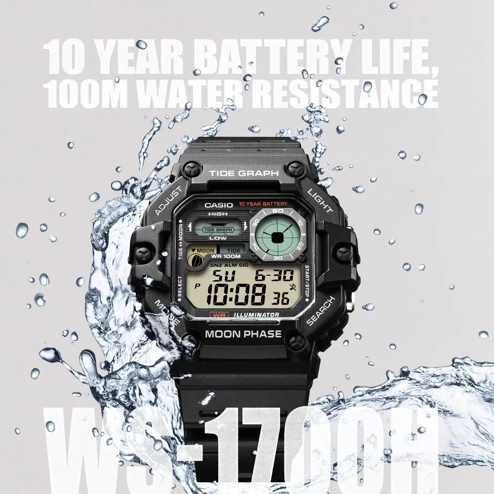 Casio Sports Digital WS-1700H-1AVDF Black Display Dial Resin Strap Men's Watch