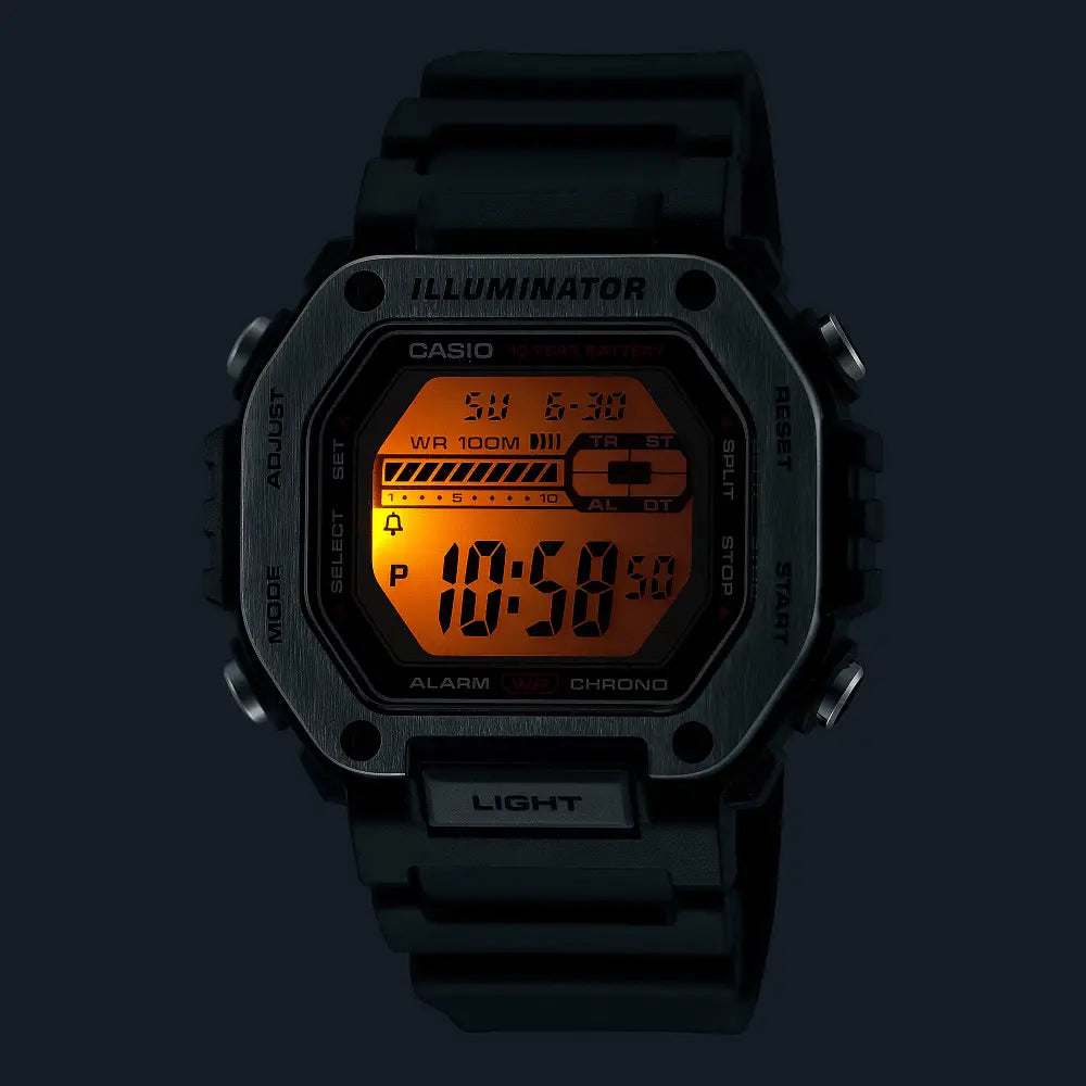 Casio Digital MWD-110H-1AVDF Black Display Dial Resin Strap Men's Watch