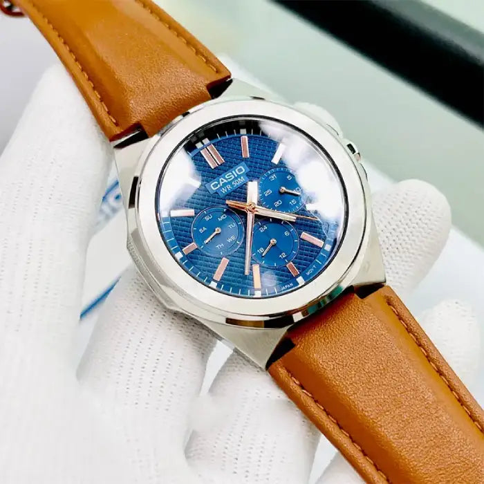Casio Enticer MTP-SW330L-2AVDF Multi-Hand Analog Blue Dial Leather Strap Men's Watch