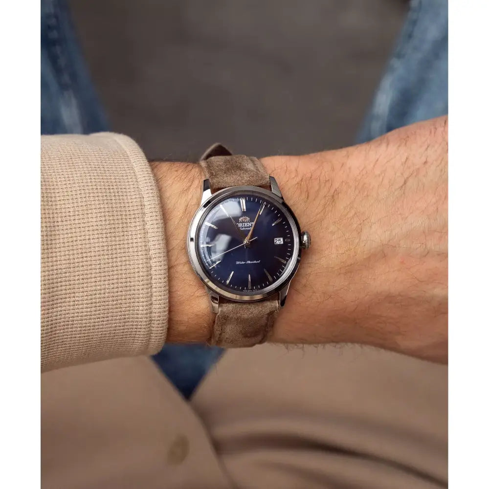 Orient Classic Bambino RA-AC0M12L30B 38.4mm Blue Dial Leather Strap Men's Watch